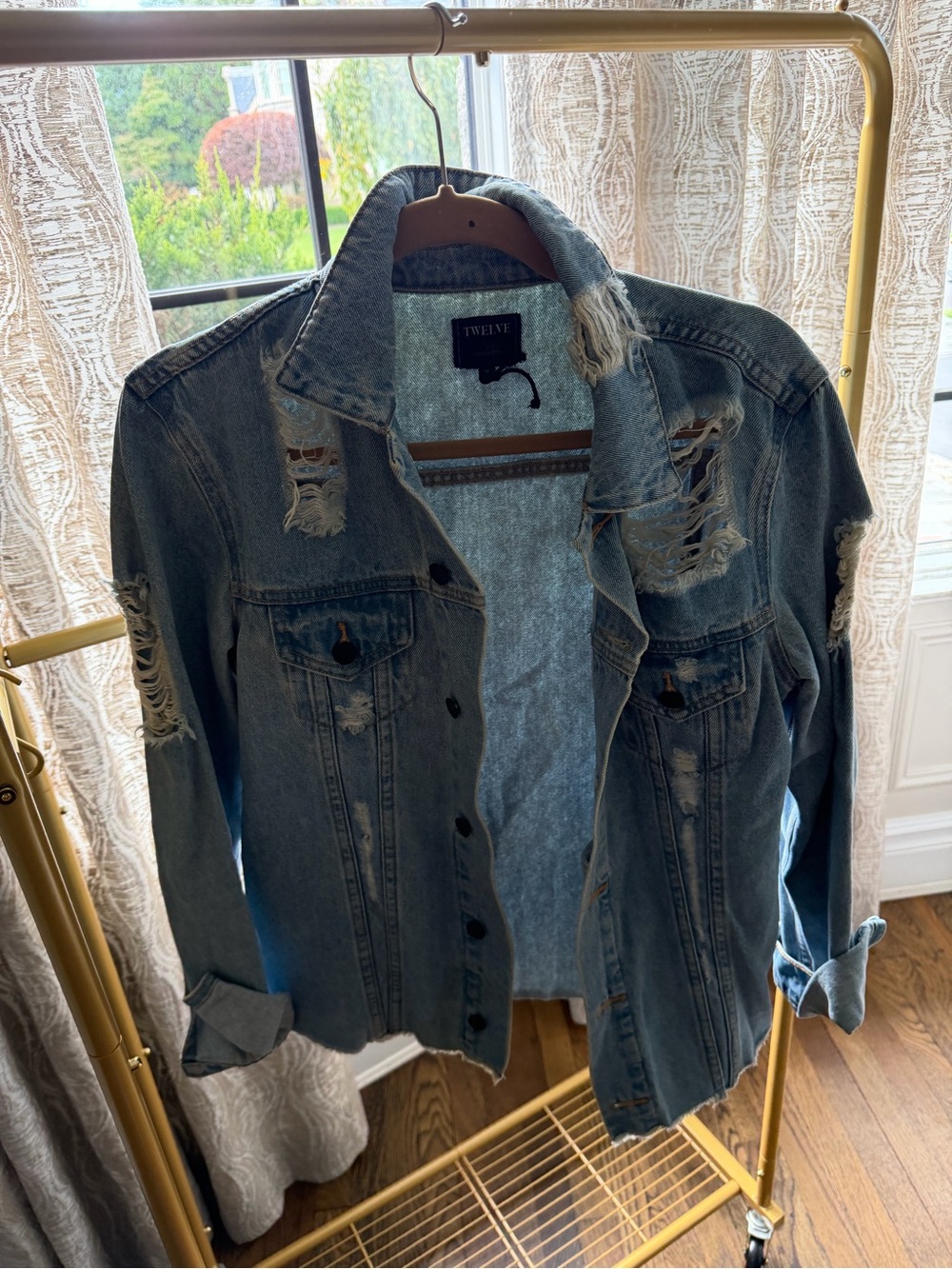 Twelve Distressed Light Blue Denim Jacket - Women's